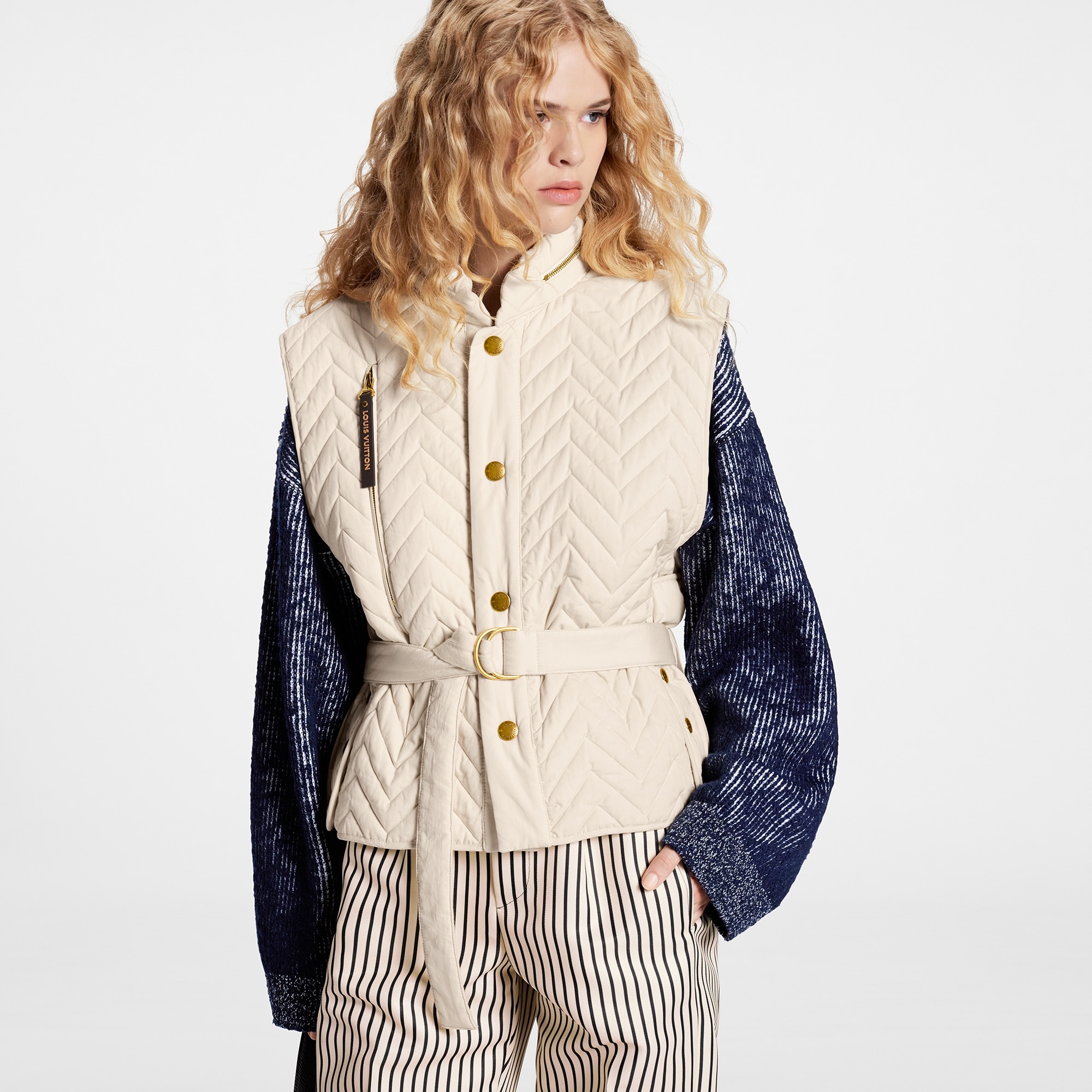 Herringbone Quilting Sleeveless Jacket - 5
