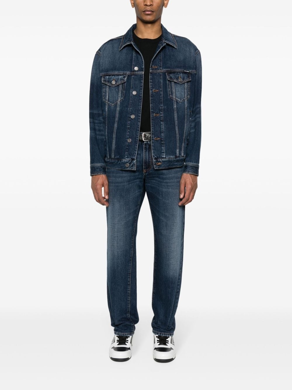 logo-plaque denim jacket - 2