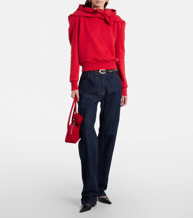 MAGDA BUTRYM Scarf-detail cotton-blend hoodie outlook