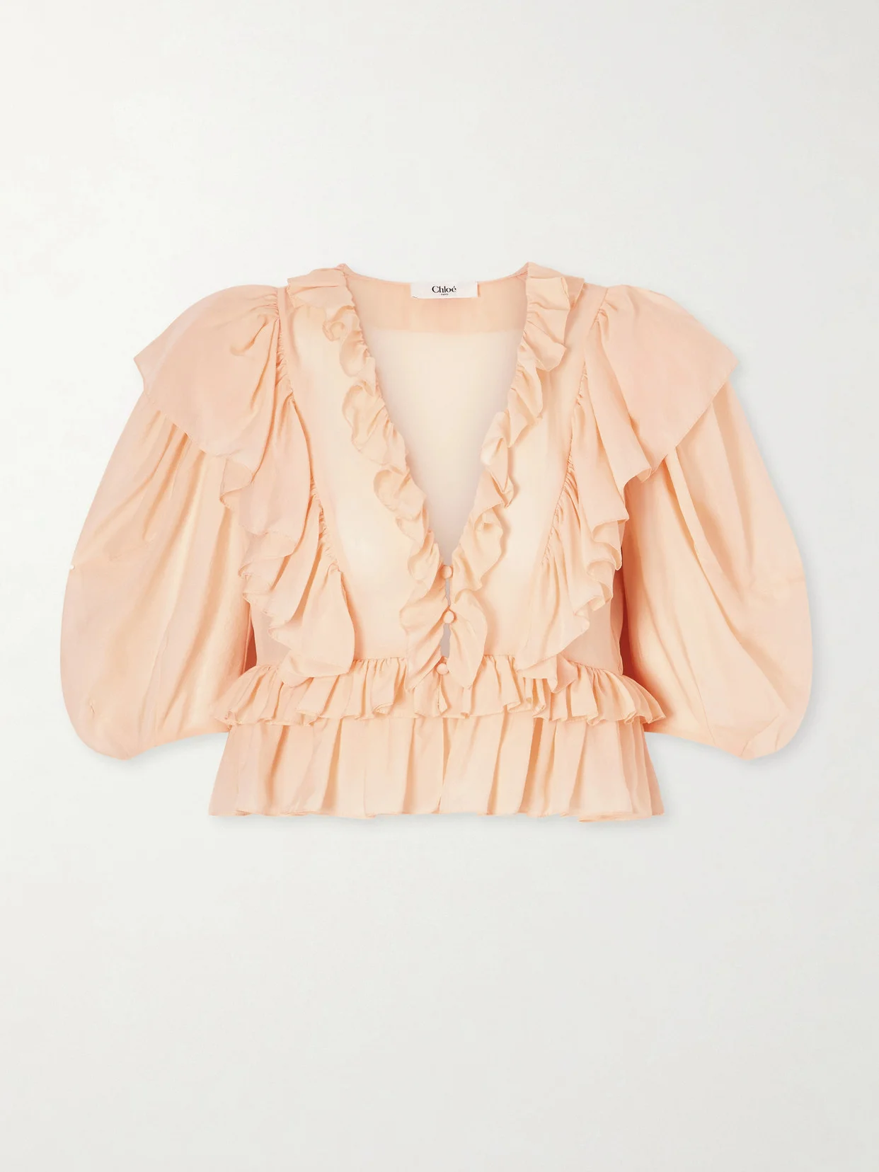 Ruffled Silk-charmeuse Blouse - 1