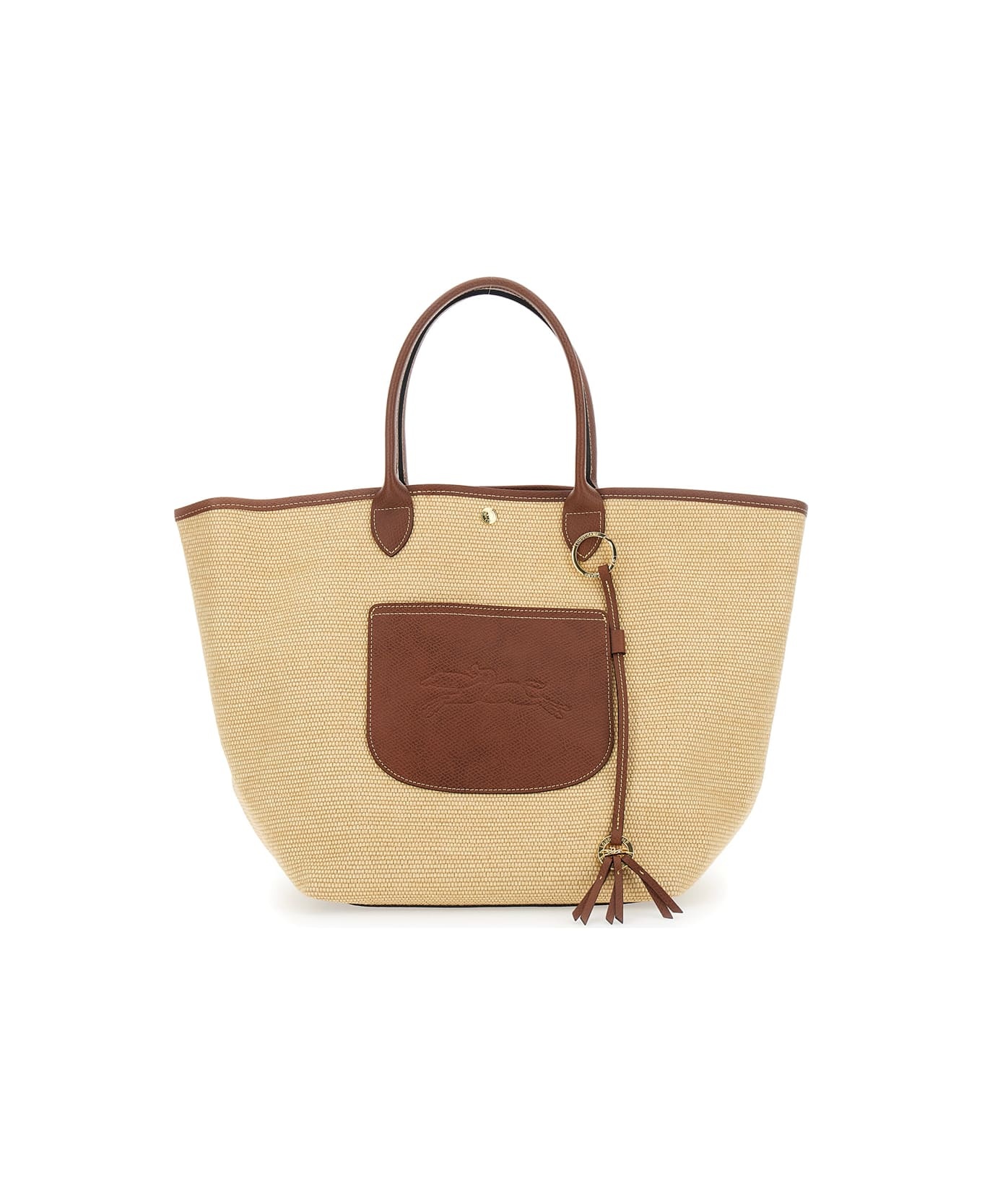'le Panier Pliage L' Brown Handbag With Logo Embossed On The Front In Mixed Fabric And Leather Woman - 1