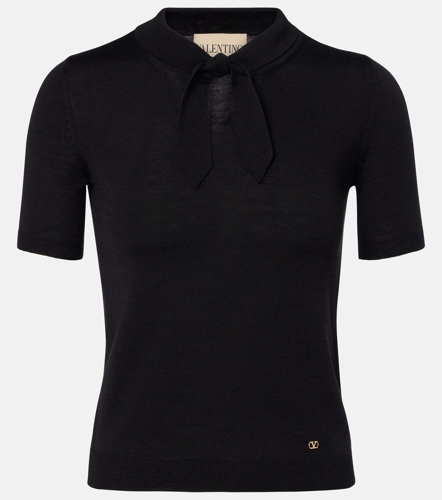 VLogo tie-neck wool-blend top - 1