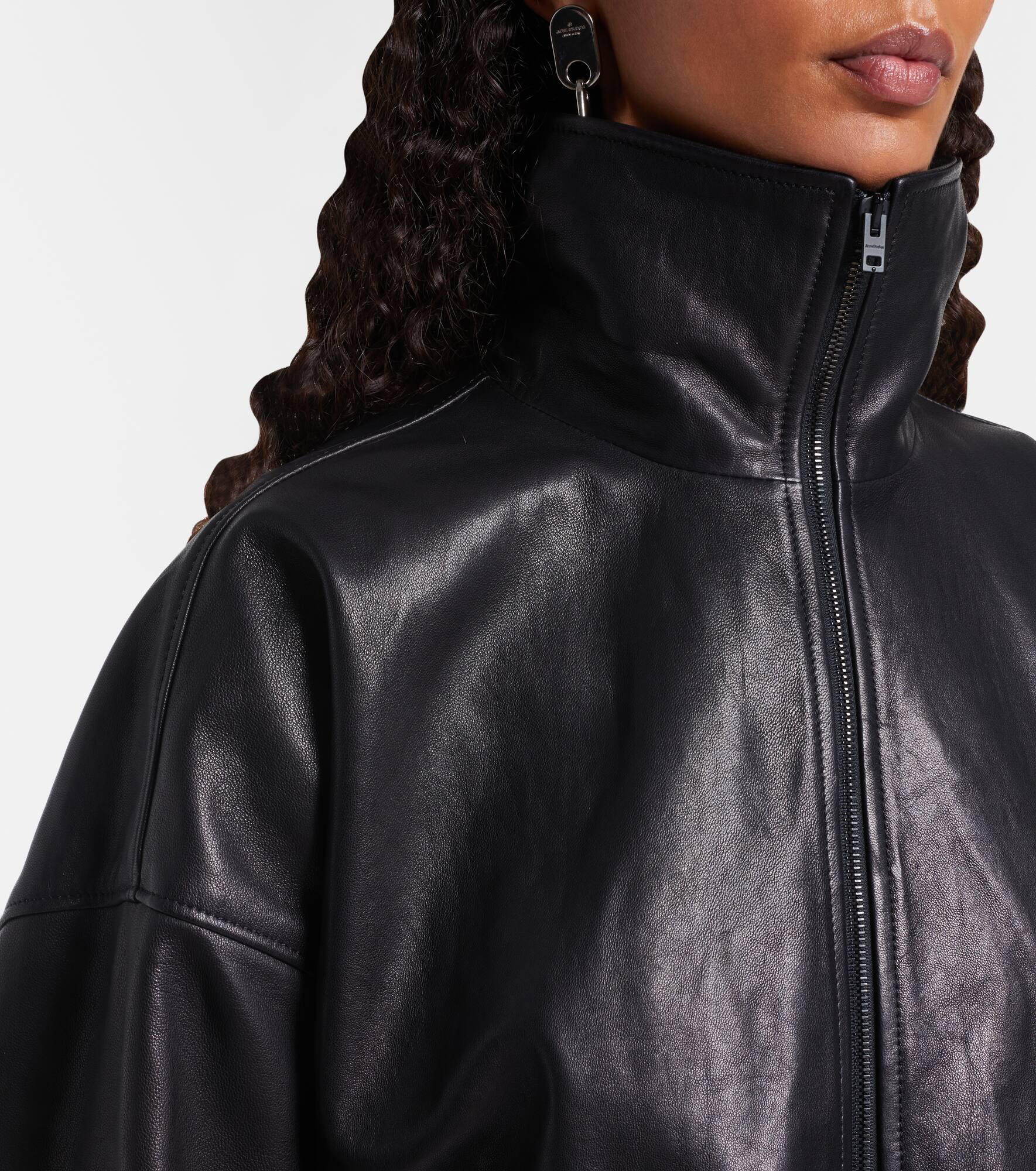 Logo leather jacket - 4