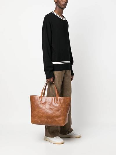 Golden Goose logo-stamp leather tote outlook