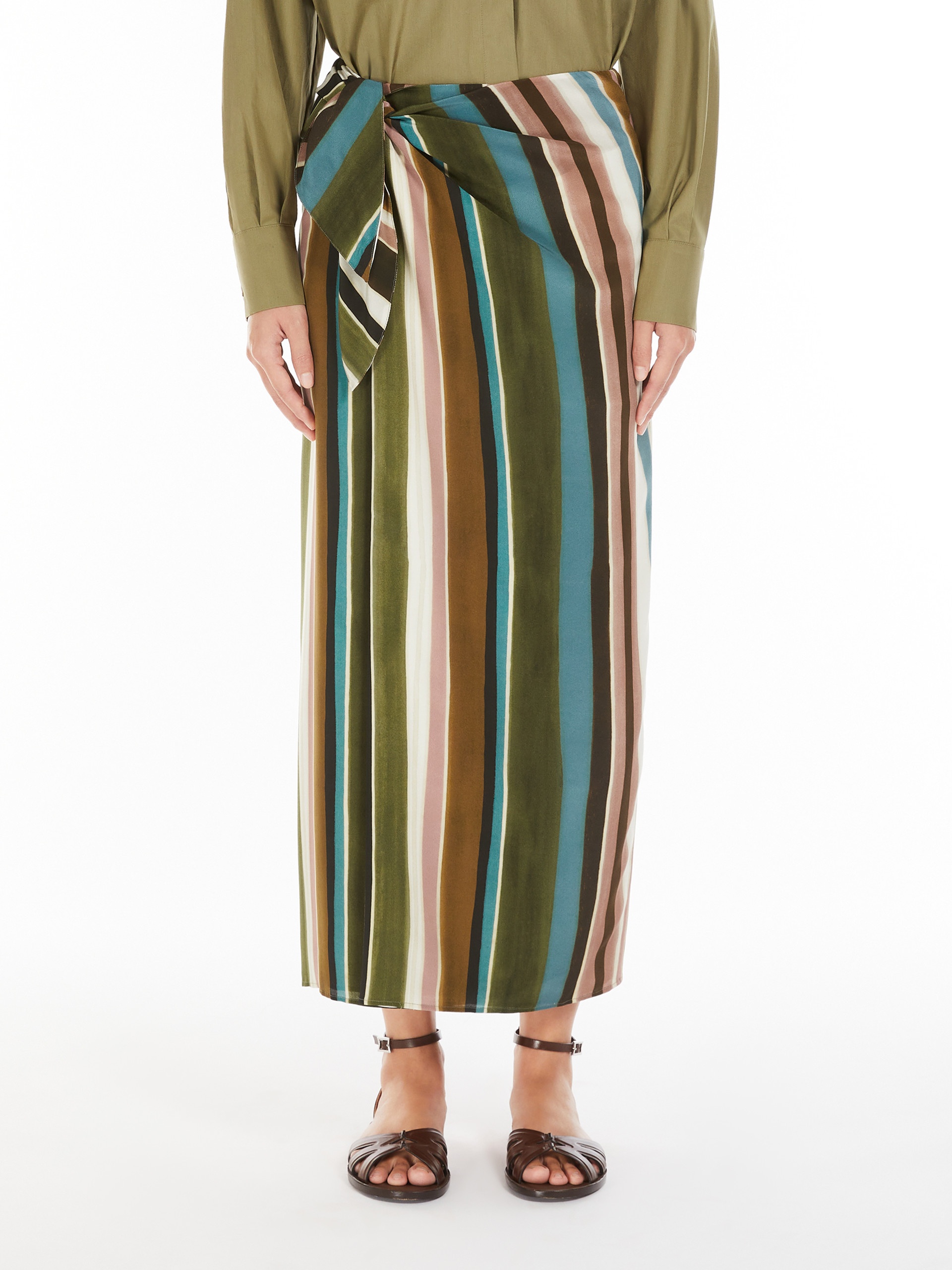 LAUTO Patterned crepe de chine pareo skirt - 3