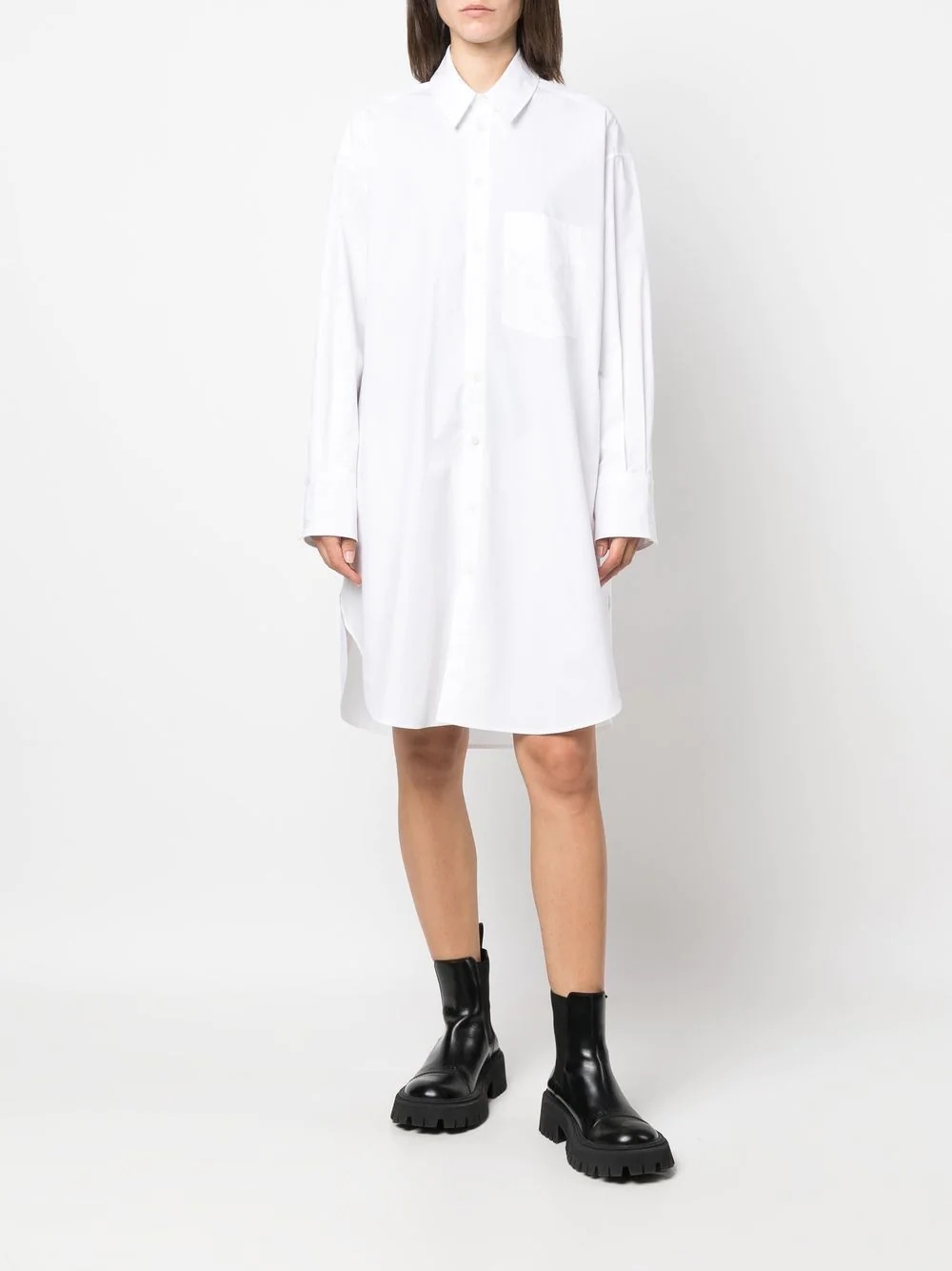 rhinestone logo shirt dress - 3