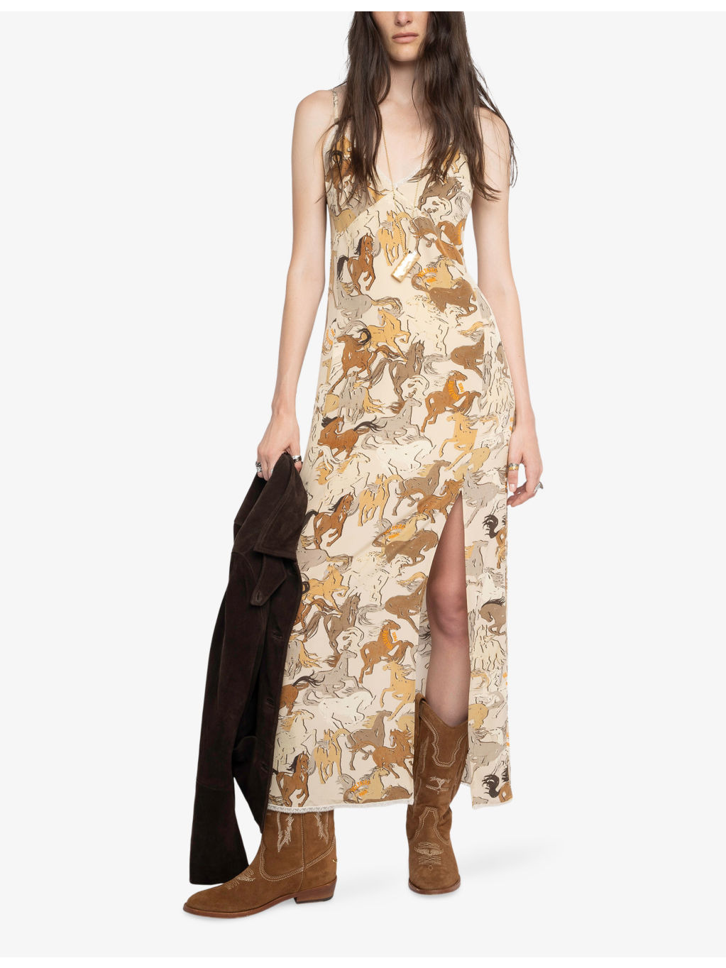 Ramelil Horse-Pattern Silk Midi Dress - 2