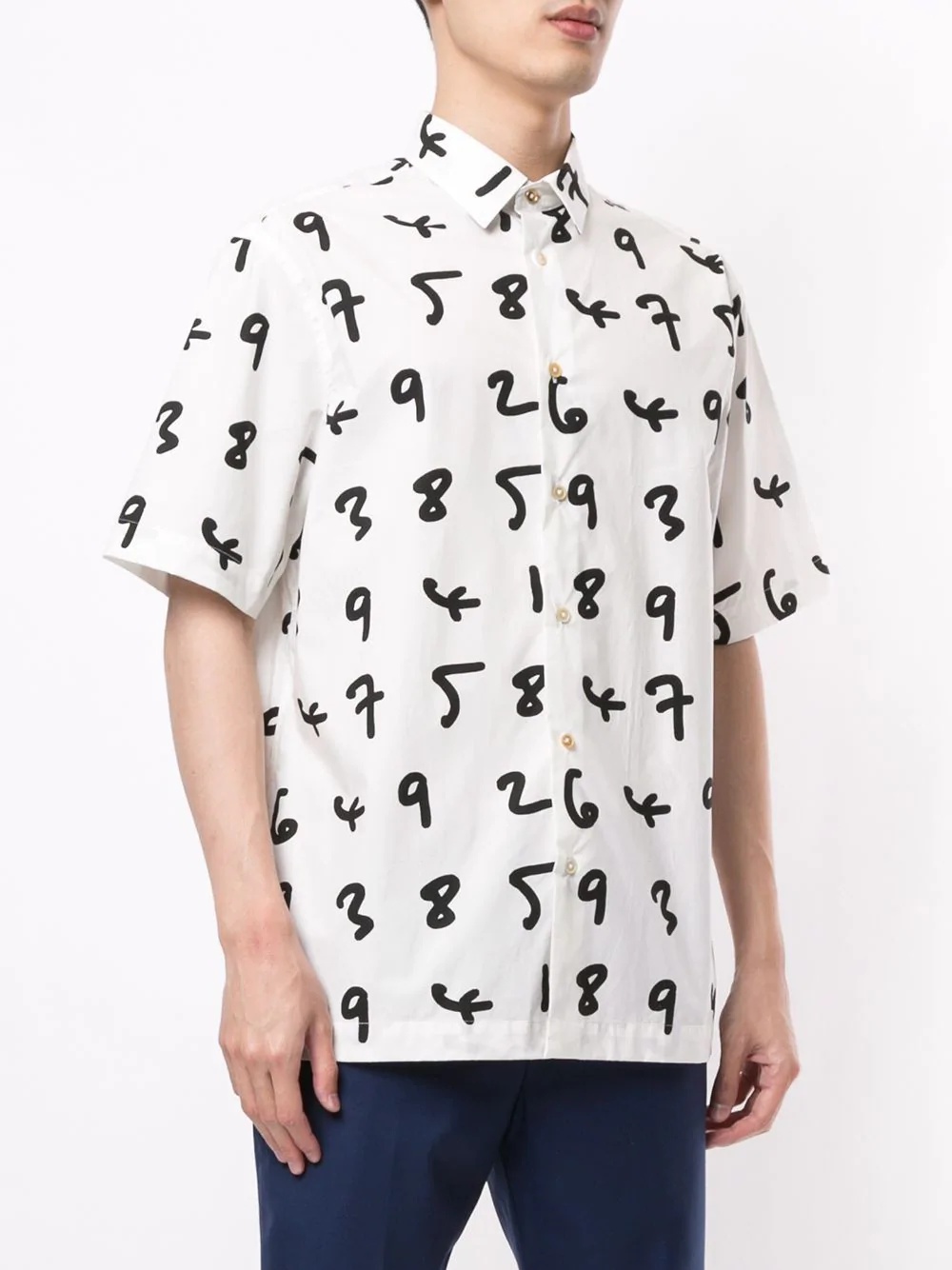 numbers print buttoned cotton shirt - 3