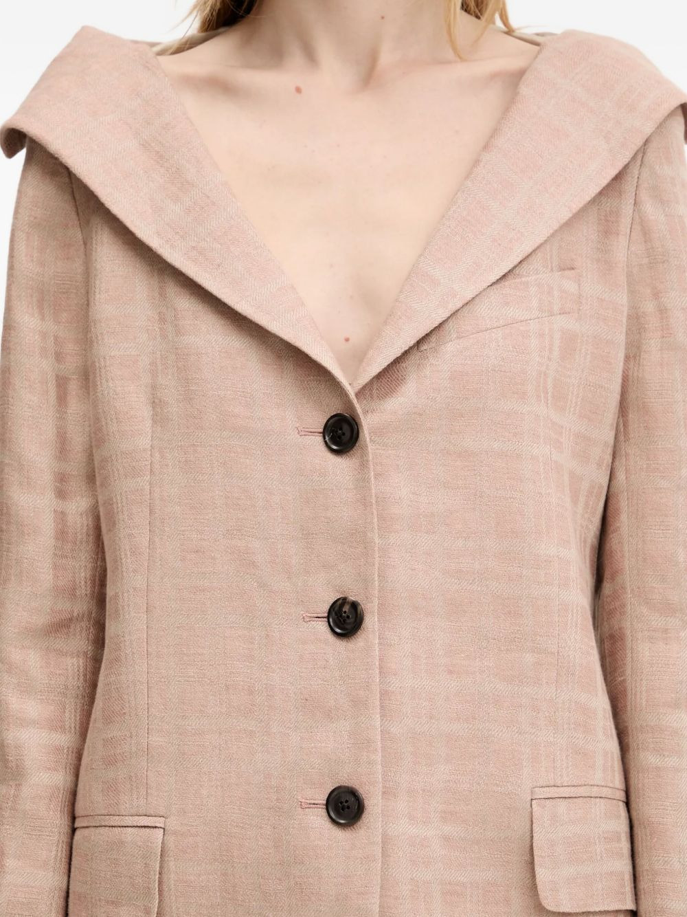 dropped-shoulder checked blazer - 4