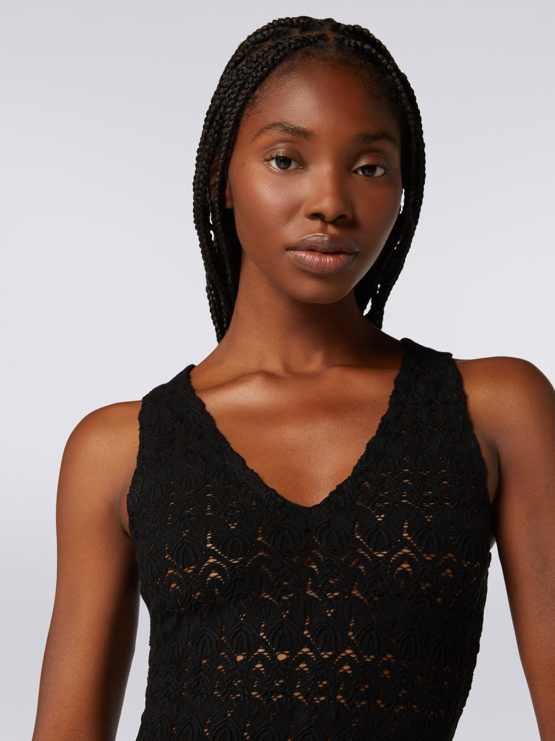 V-neck bodysuit in viscose blend with lace effect - 5