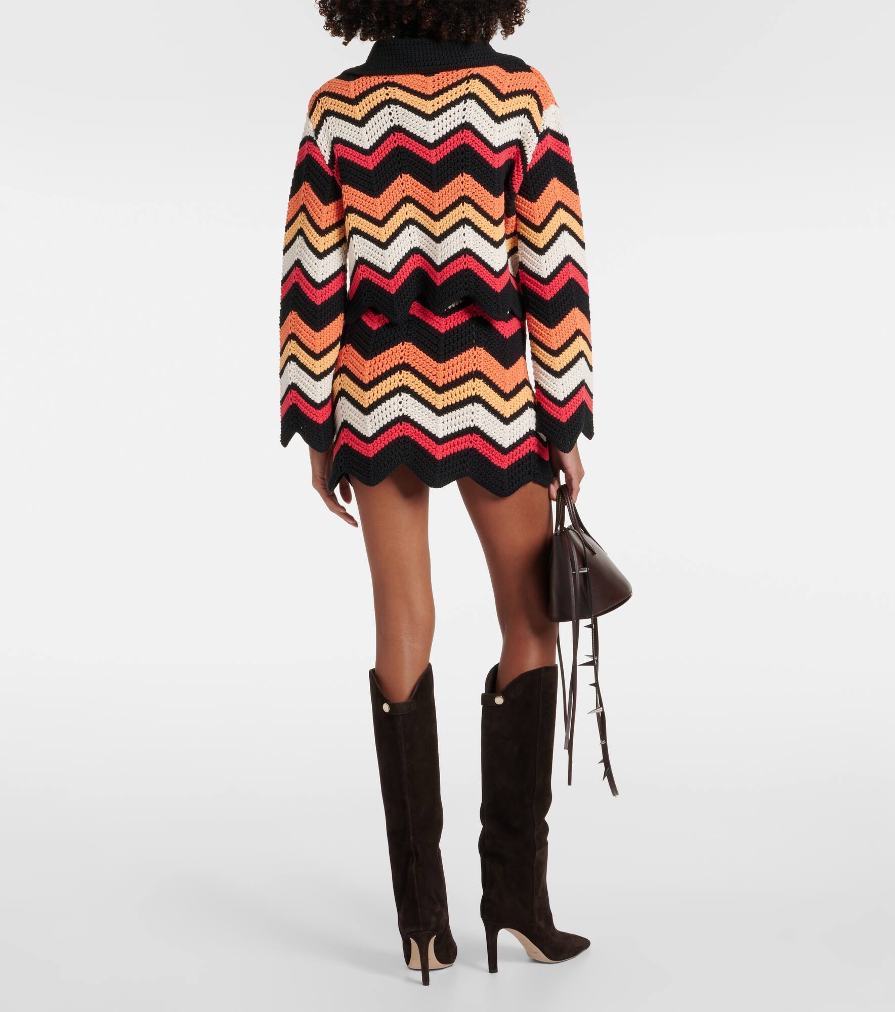 Kaleidoscopic Chevron cotton-blend cardigan - 3