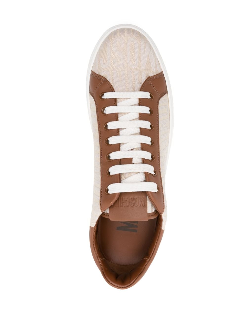 embroidered-logo panelled-leather sneakers - 4