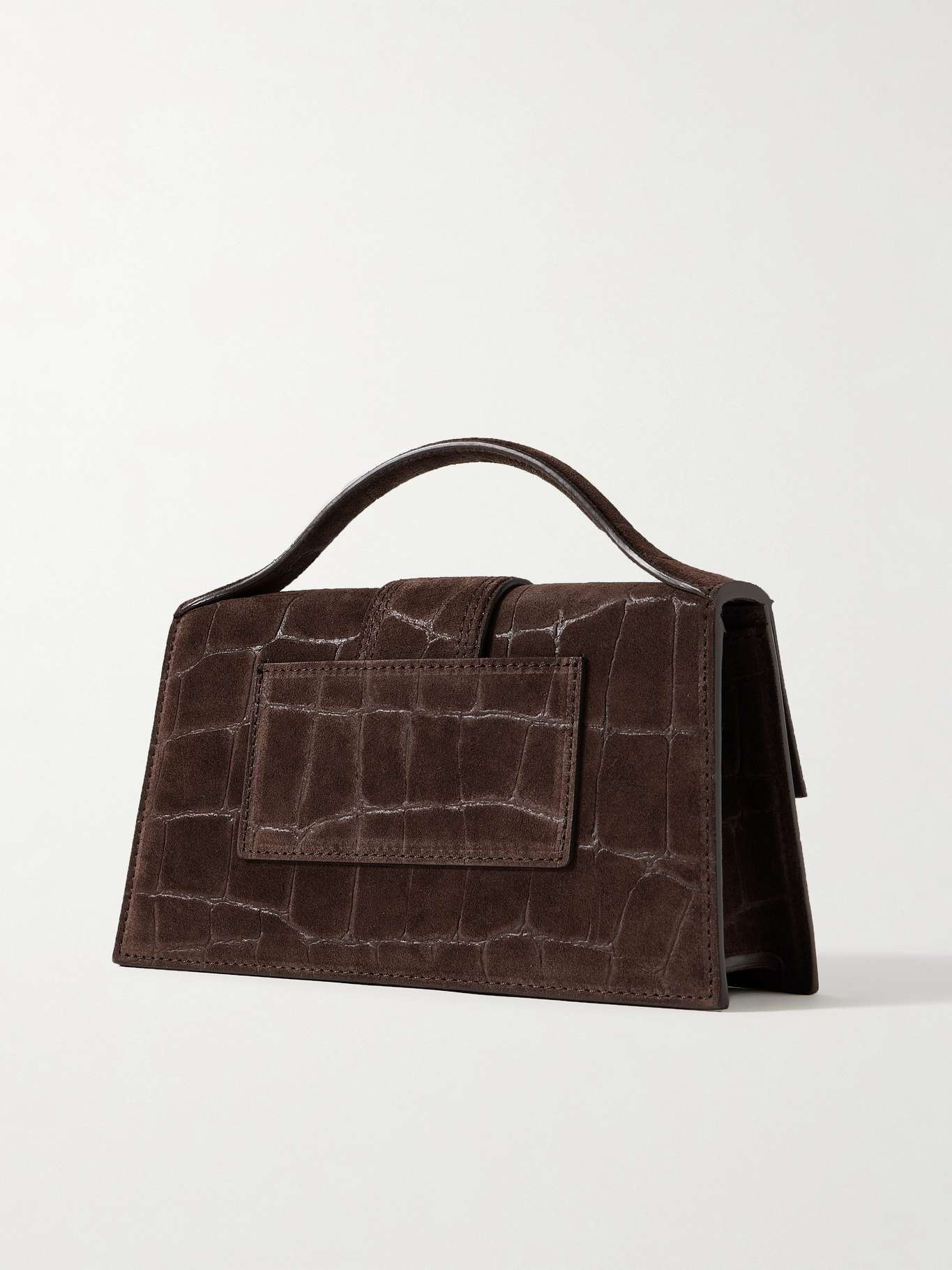 The Bambino large croc-effect suede tote Dark brown - 3