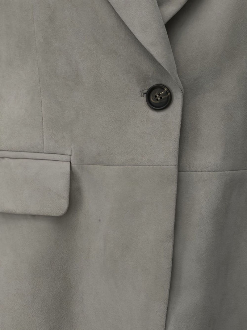 Brunello Cucinelli single-breasted suede-leather blazer outlook