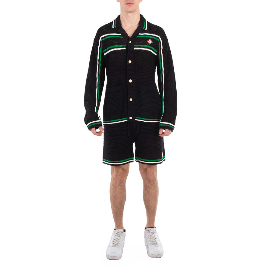 Casablanca Men's Black Crochet Tennis Shacket - 4
