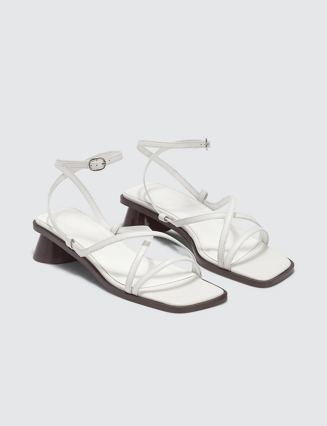 Yumi White Leather Sandals - 4