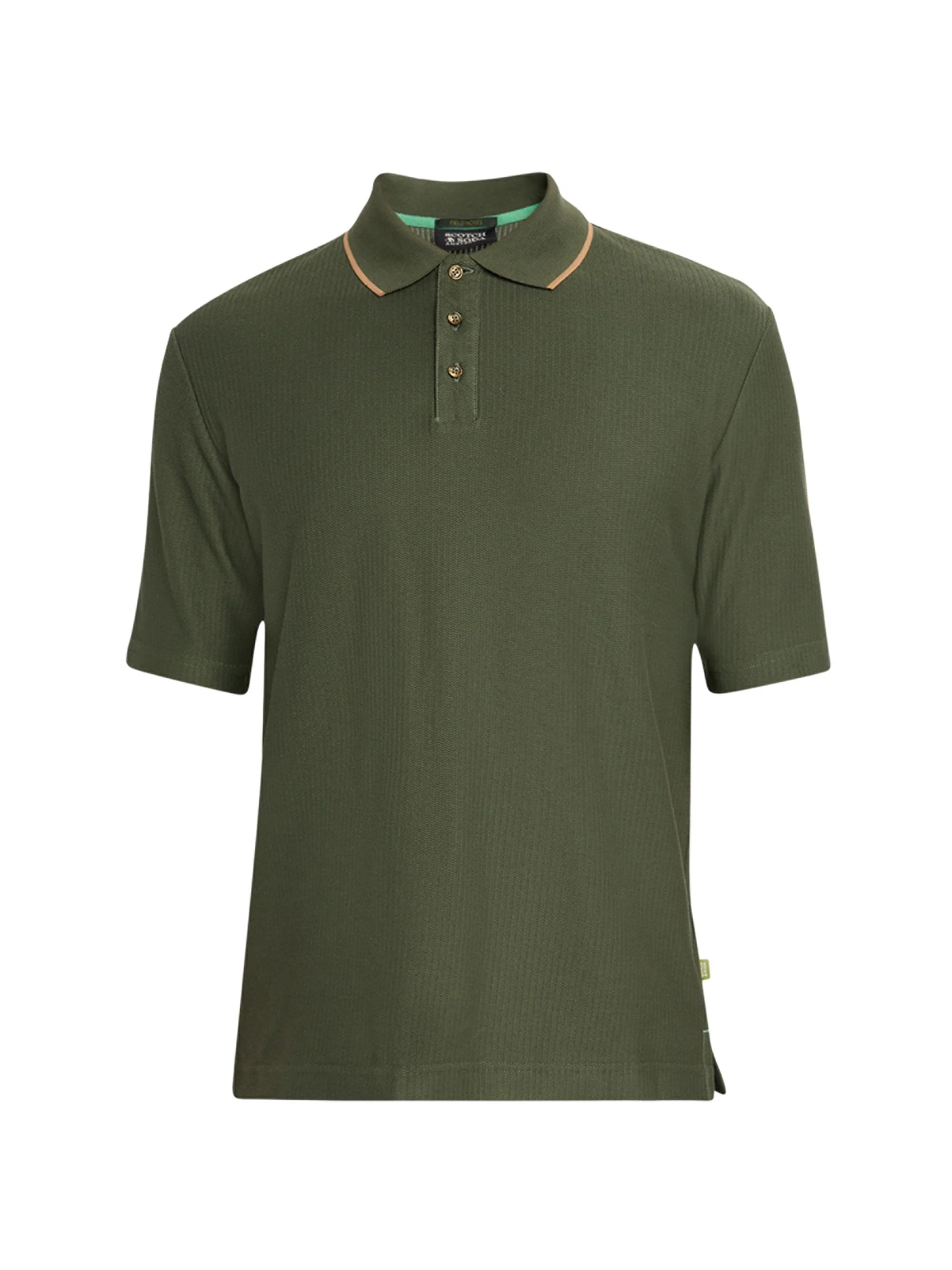 Men's Micro-Chevron Cotton Fit Polo Shirt - Thyme - 1