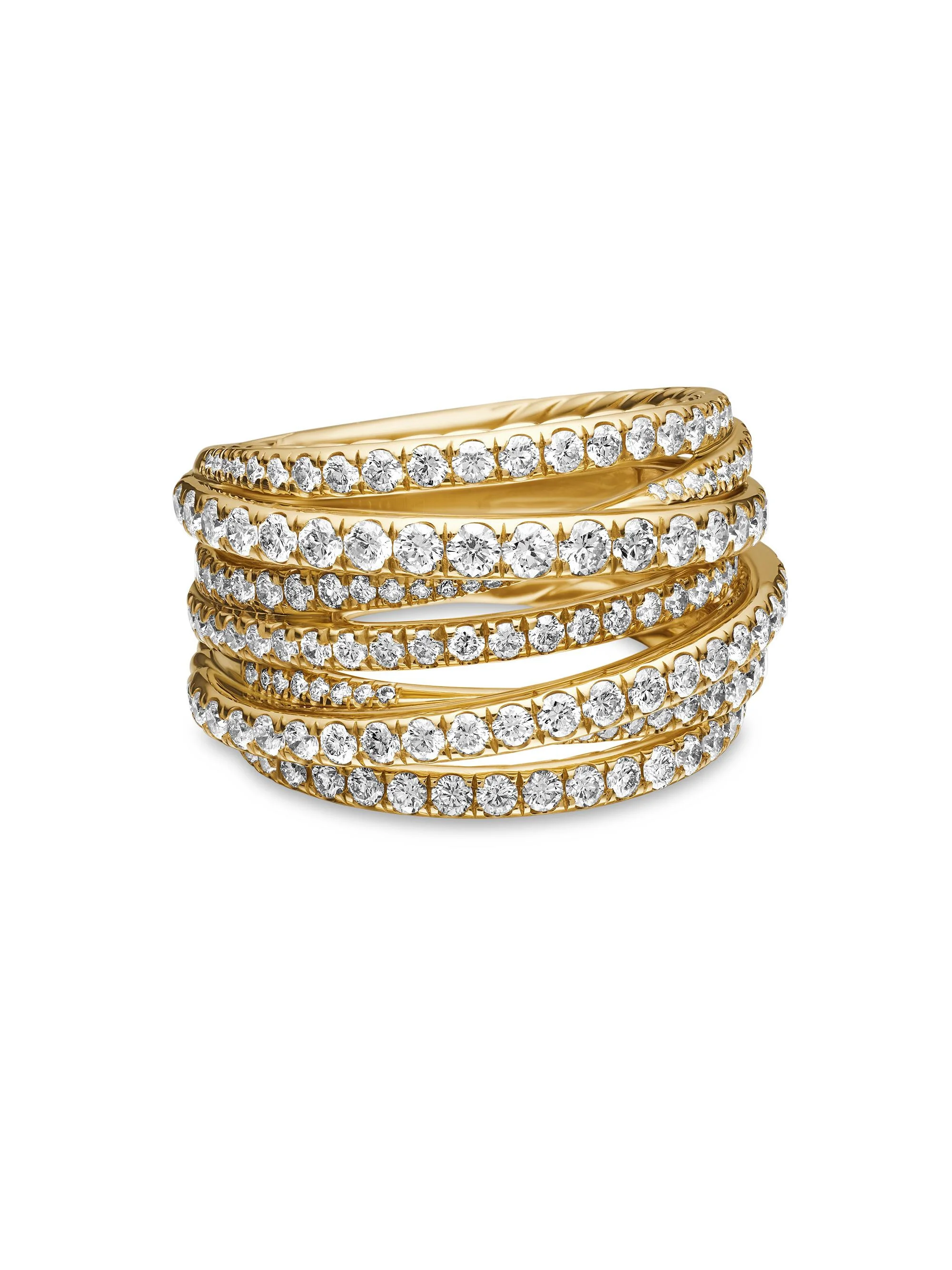 Women's Pavé Crossover Ring in 18K Yellow Gold - Diamond - 1