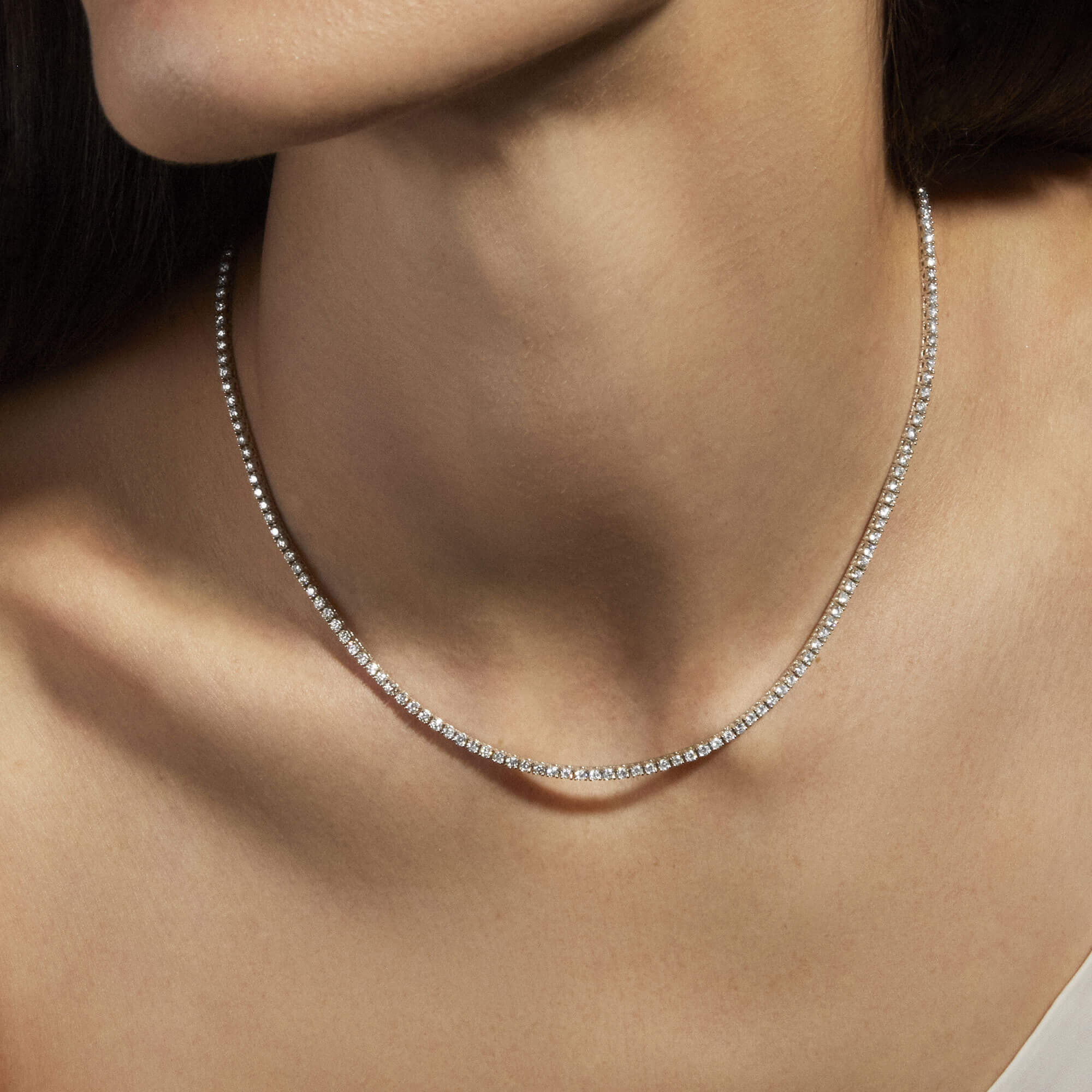 Unflippable Tennis Necklace in White Gold - 8