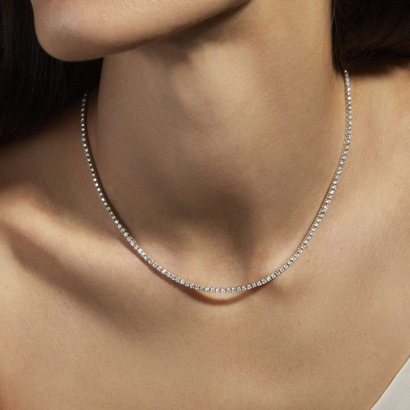 Unflippable Tennis Necklace in White Gold 8
