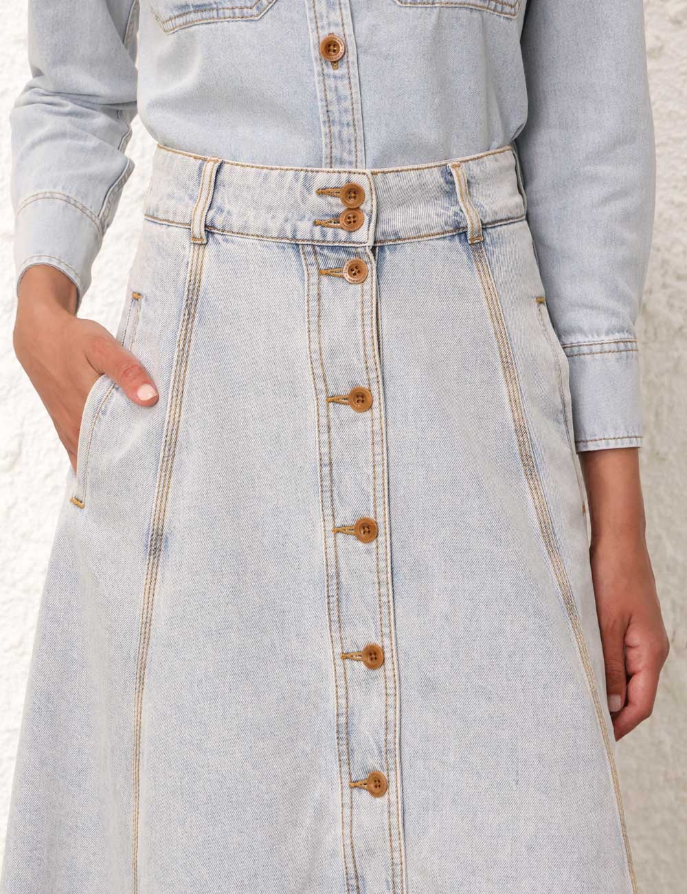 AUGUST A LINE DENIM SKIRT - 5