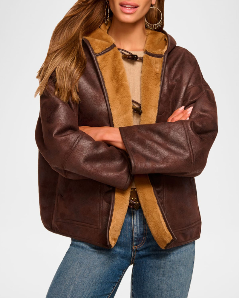 RAMY BROOK Lucy Hooded Faux Fur Jacket outlook