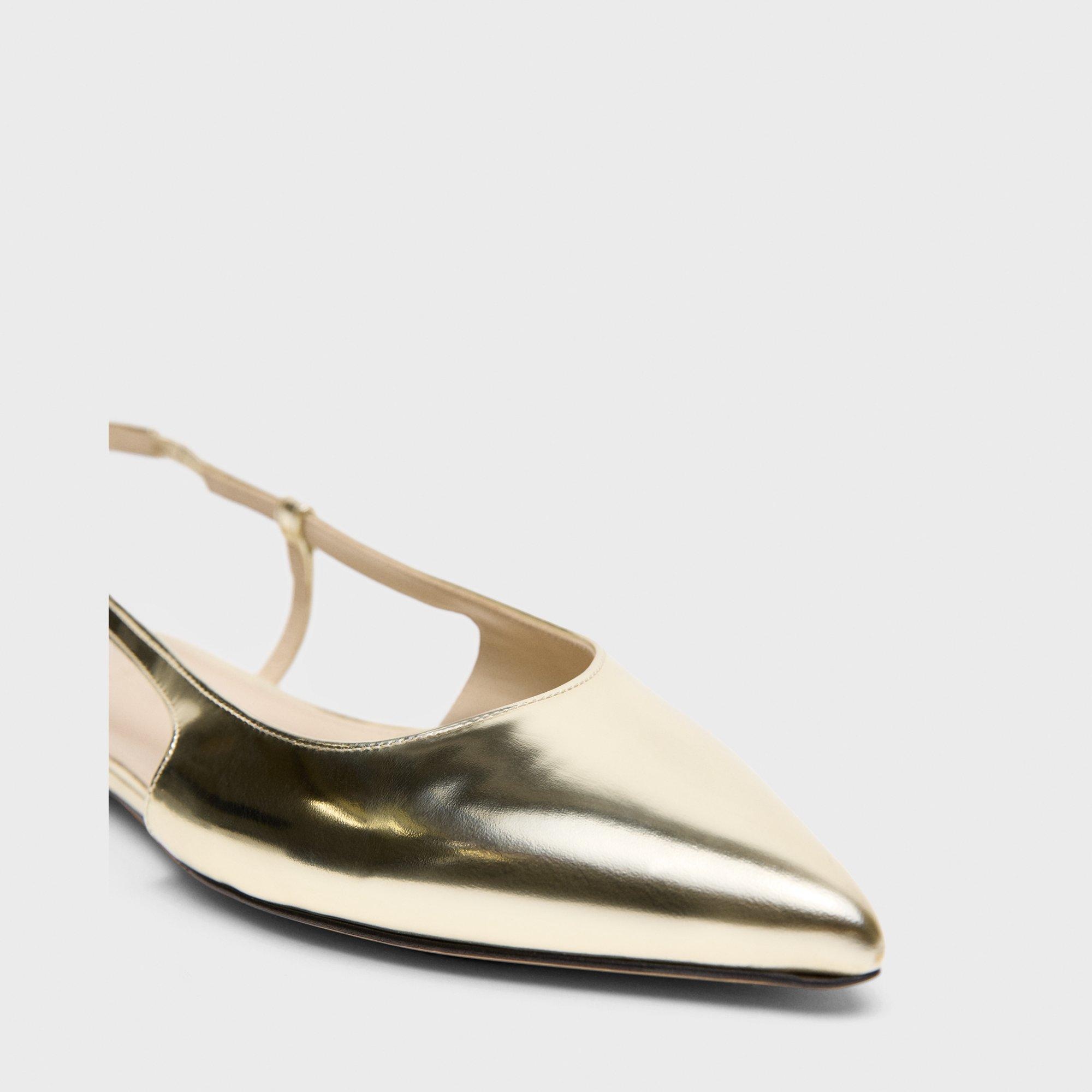 Slingback Flat in Metallic Leather - 4