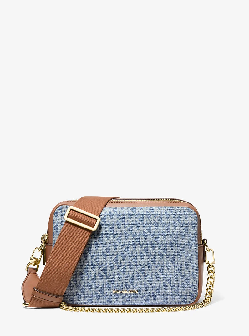 Bryant Medium Logo Jacquard Denim Camera Crossbody Bag - 1