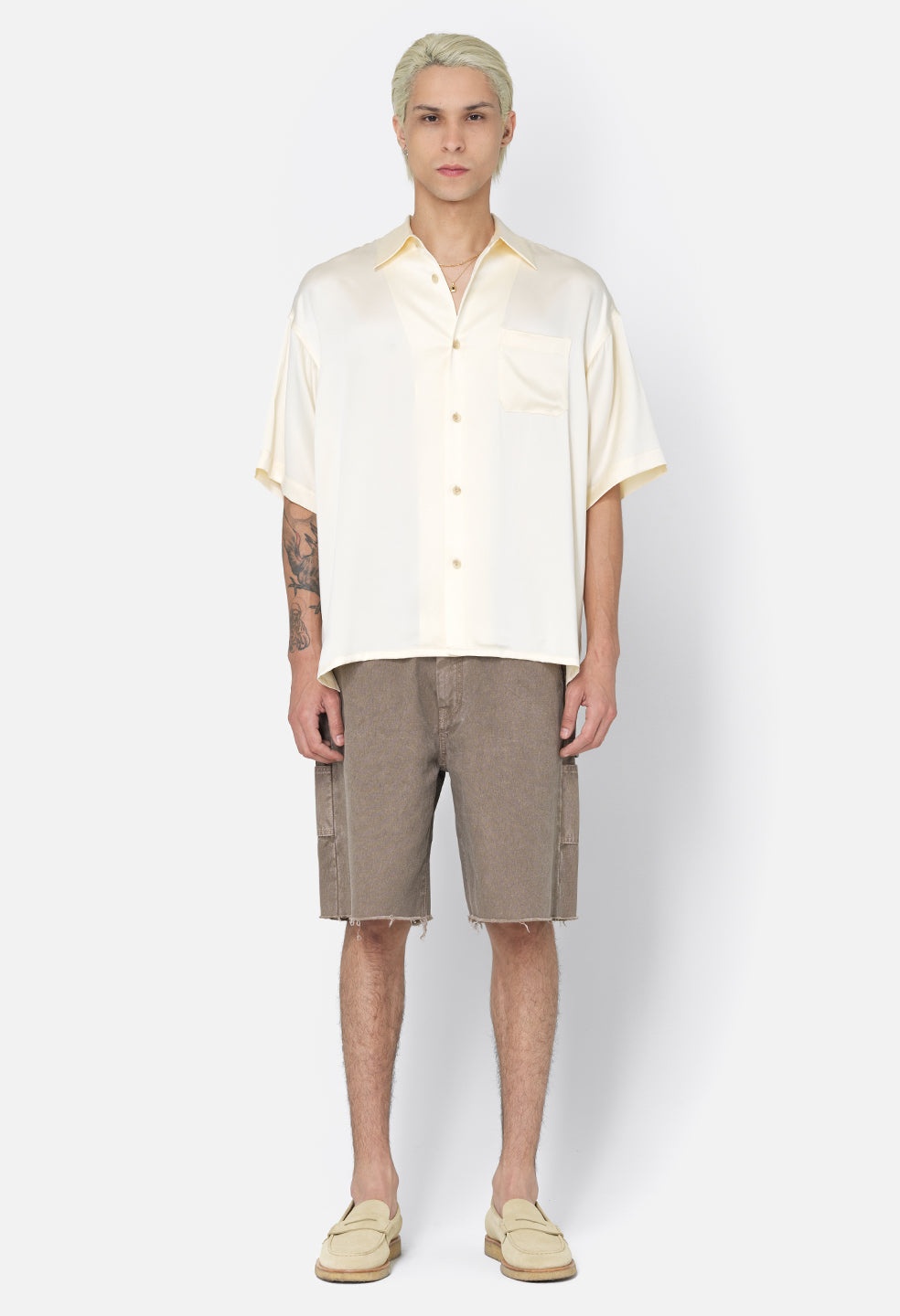 BRUSHED SILK BUTTON UP - 4