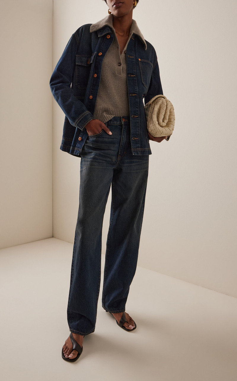 SLVRLAKE Ella Rigid Mid-Rise Curved-Leg Jeans dark wash outlook