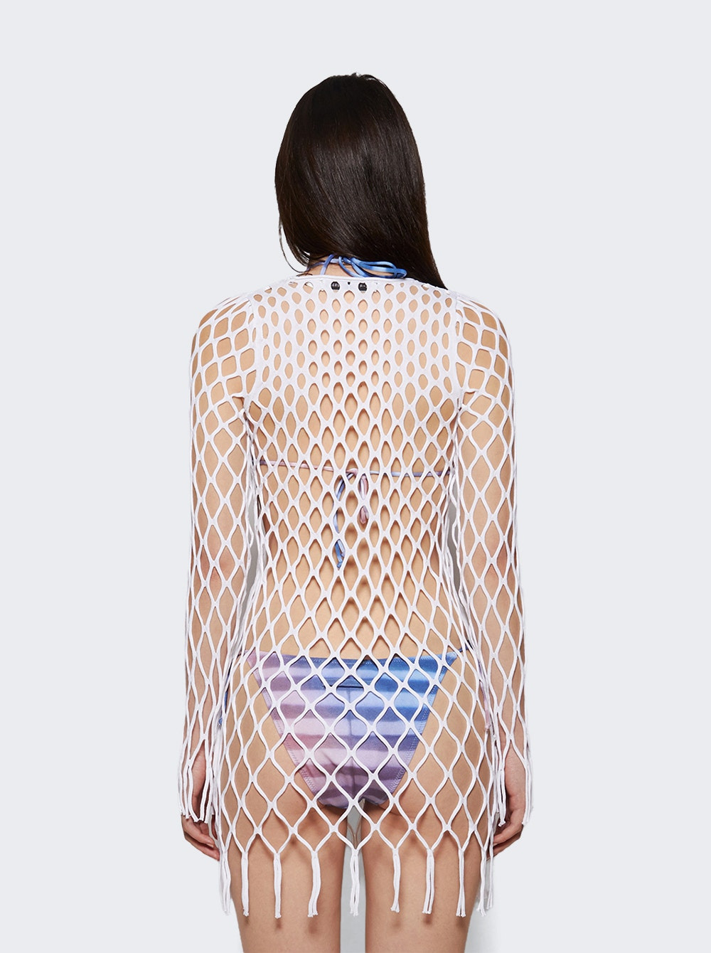Knitted Mesh Mini Dress White - 4