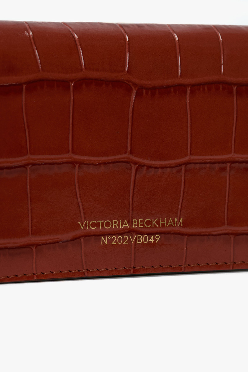Micro Dorian Bag With Chain Strap In Brick Red Croc Embossed Leather 6