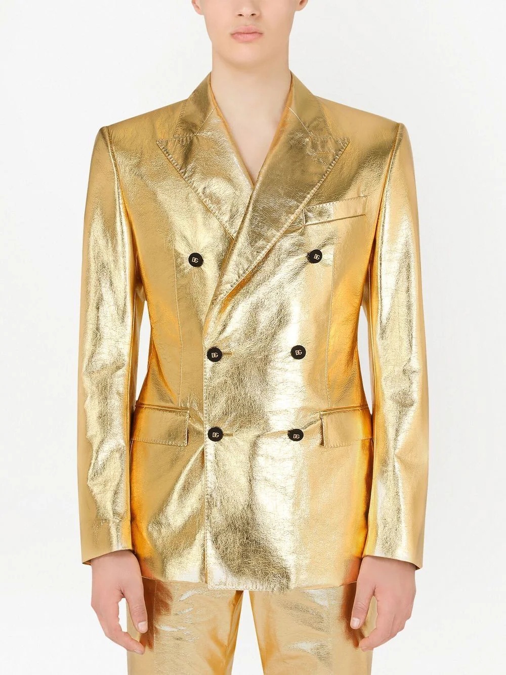 metallic double-breasted blazer - 3