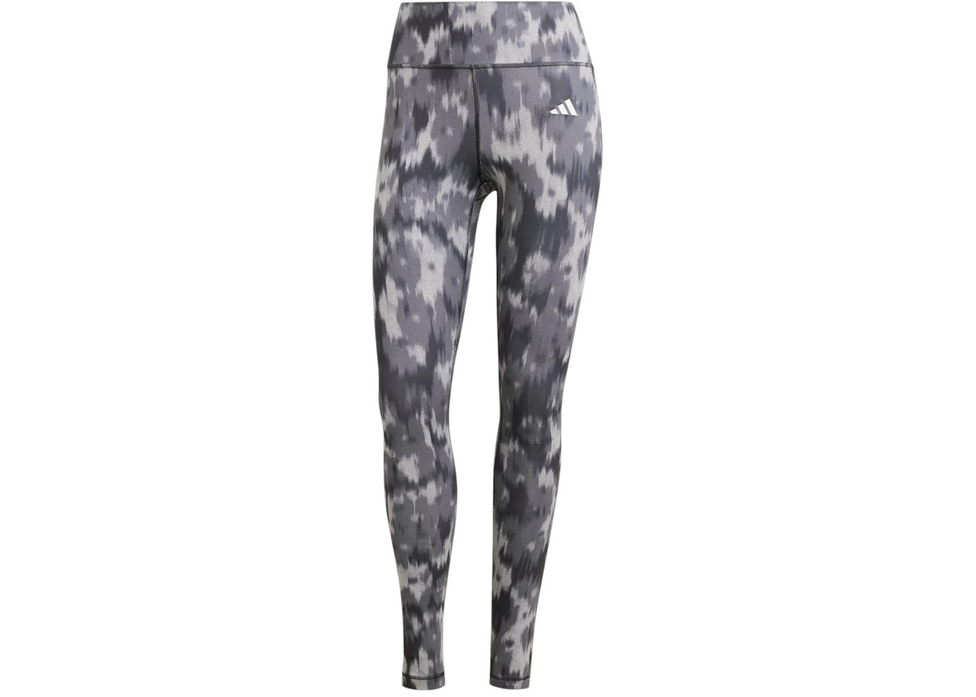 adidas Women's Optime Essentials Allover Print Flower Tie-Dye Leggings Black/Grey Five - 1