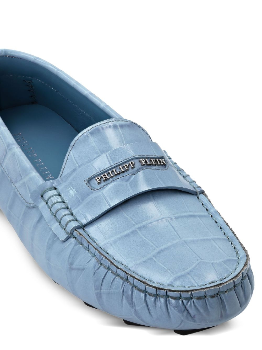 crocodile-embossed loafers - 4