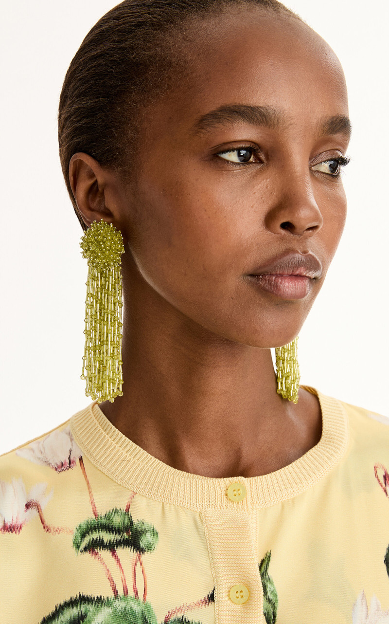 Oscar de la Renta Tassel Drop Earrings green outlook