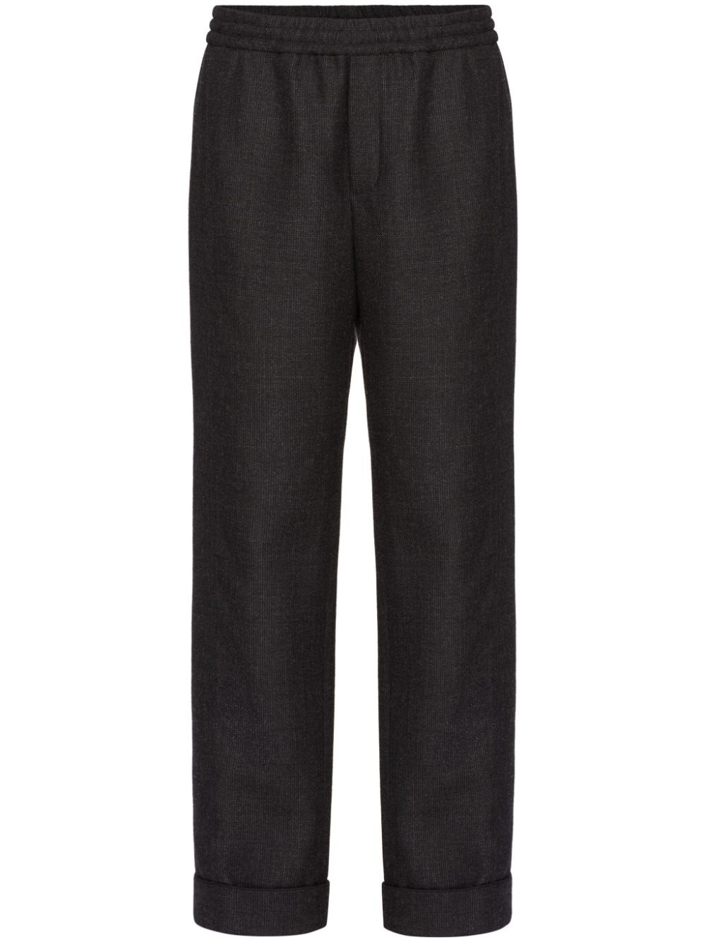 elasticated-waist straight-leg trousers - 1