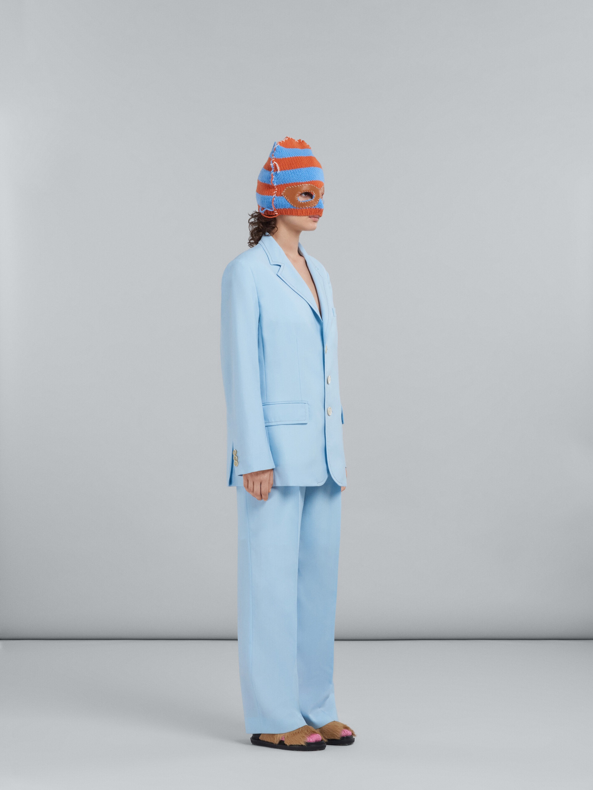 WIDE-LEG TROUSERS IN LIGHT BLUE TROPICAL WOOL - 5