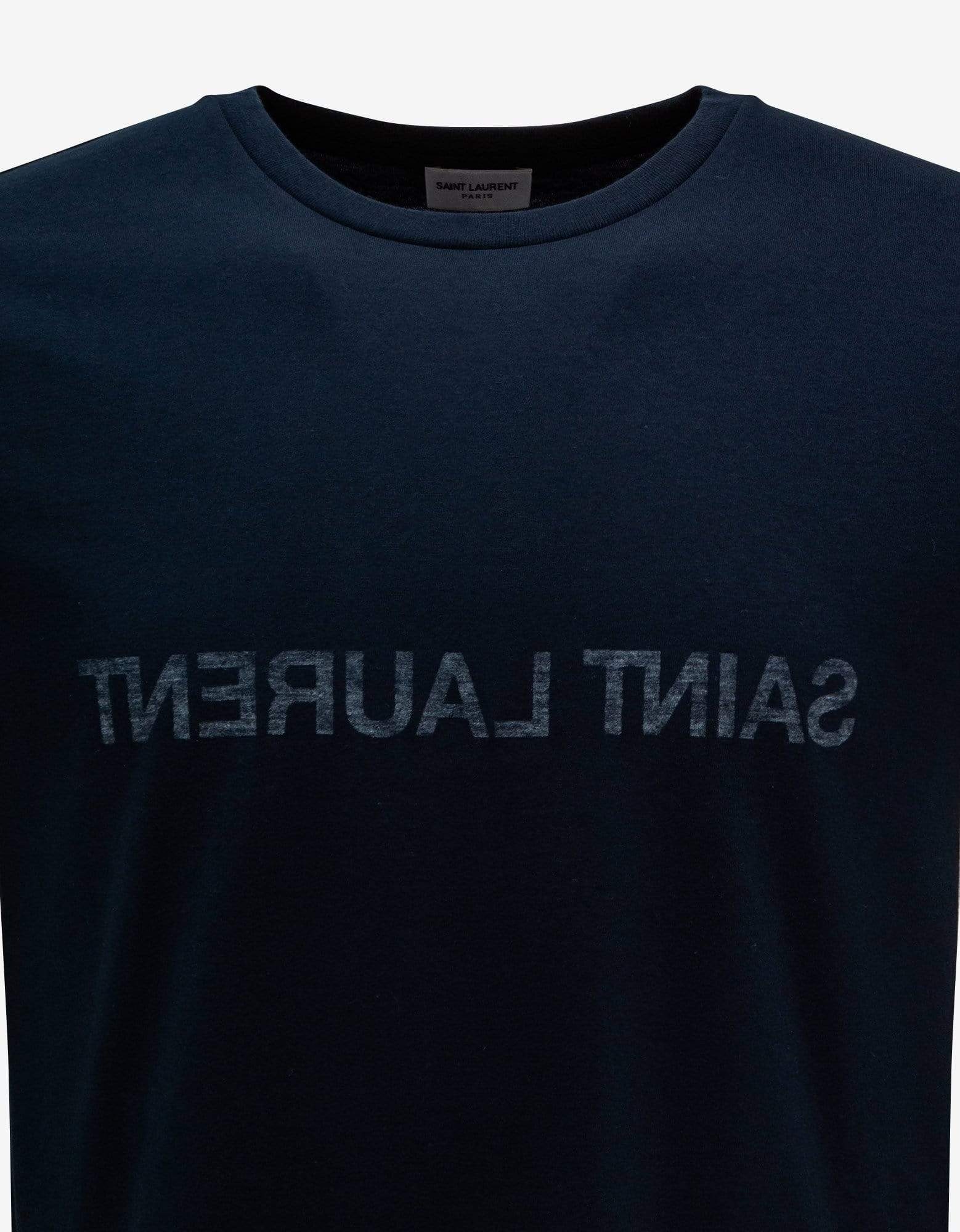 Navy Blue Reverse Logo Print T-Shirt - 3