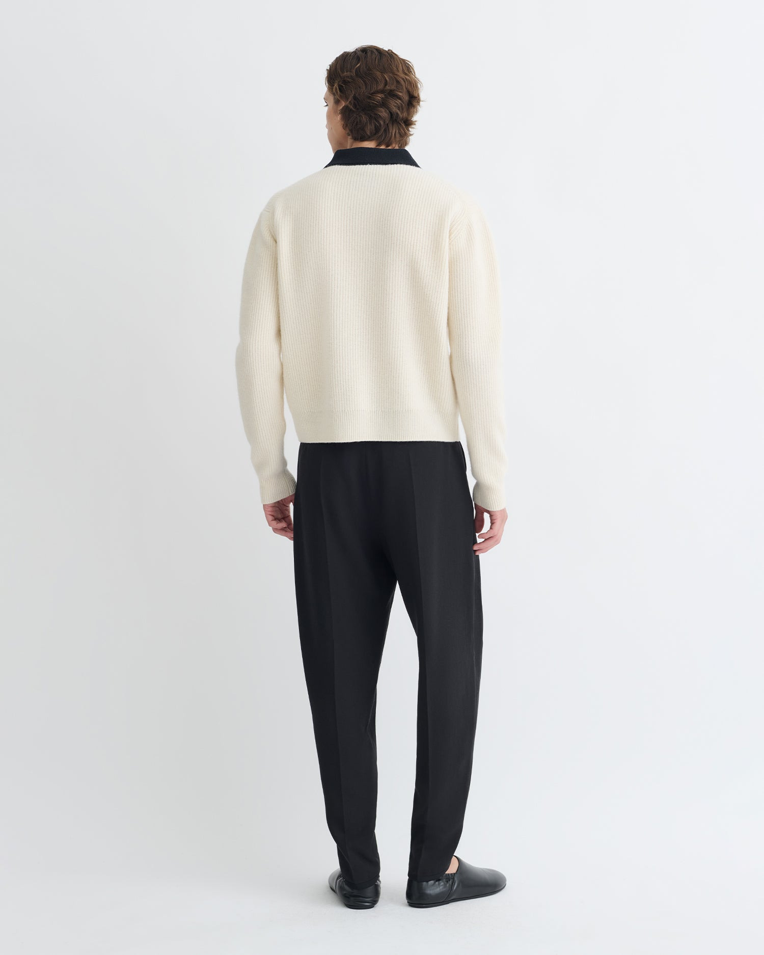 Merino and Terry Polo Sweater - 5