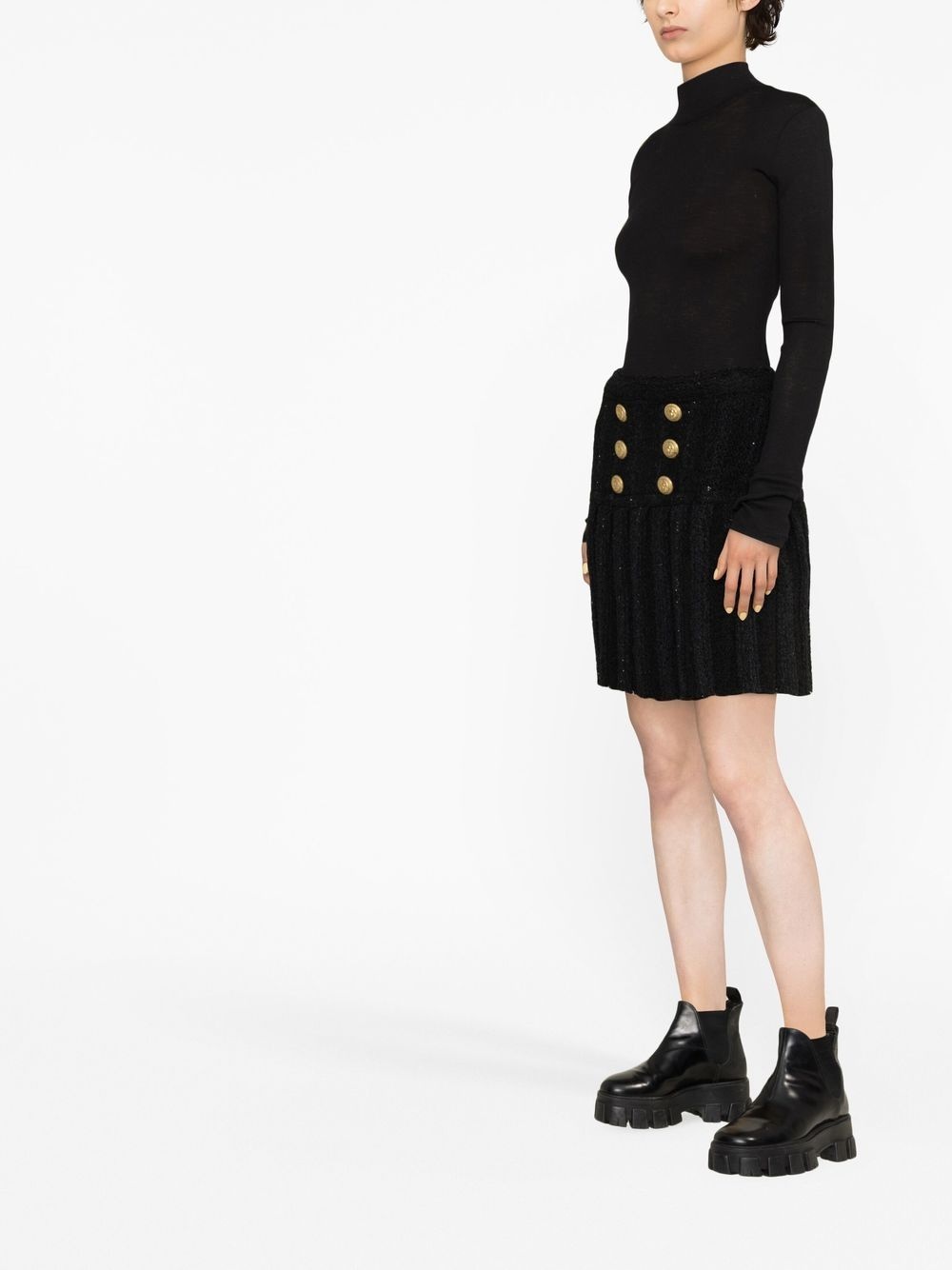 high-waisted button-detail skirt - 3