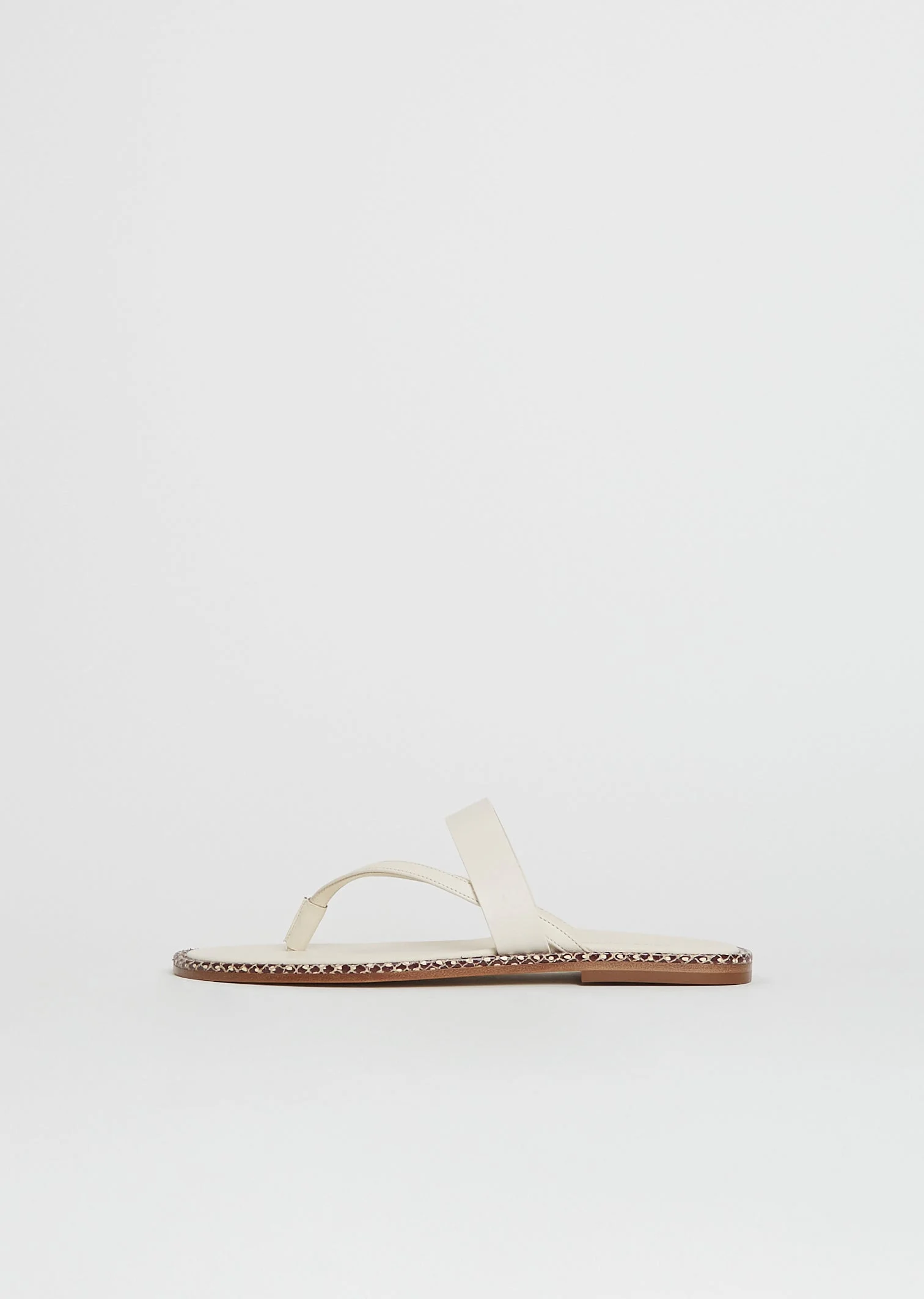 Double Strap Leather Sandal — White - 1