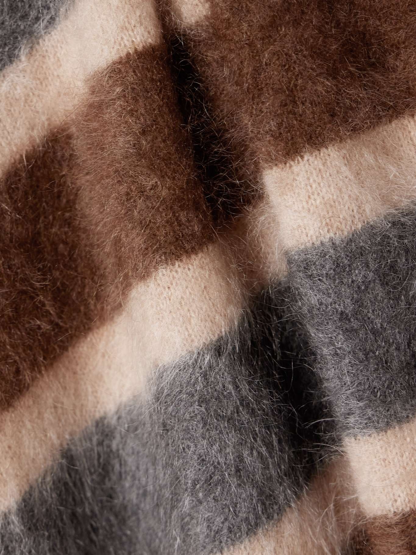 Striped brushed-cashmere sweater Brown - 5