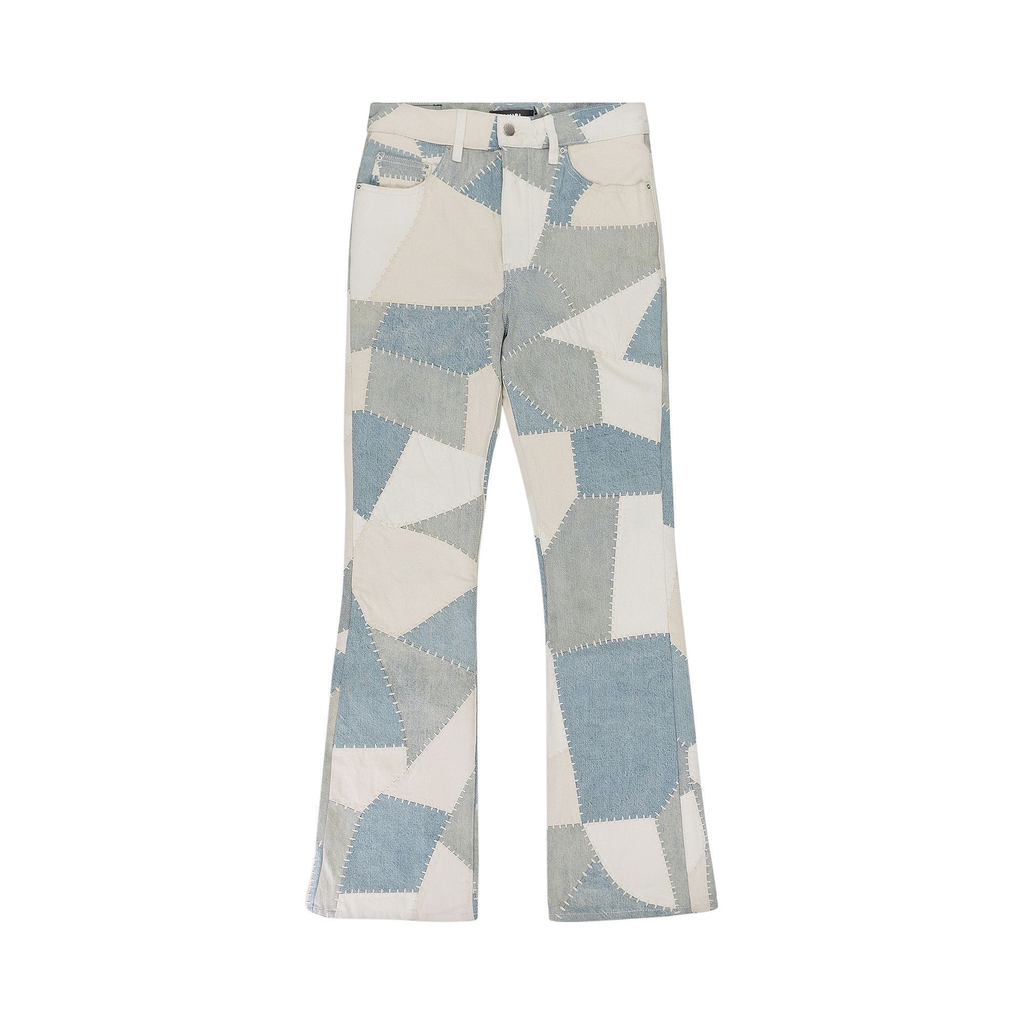 Amiri Patchwork Flare Jeans 'Alabaster' - 1