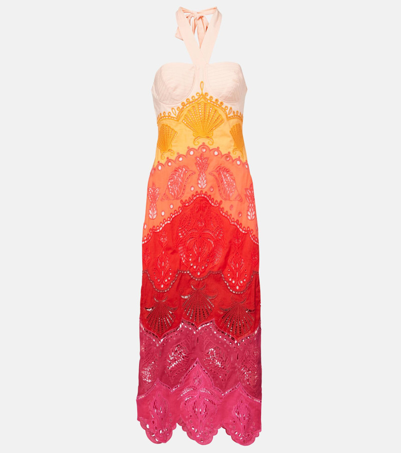 Printed cotton and linen midi dress 1