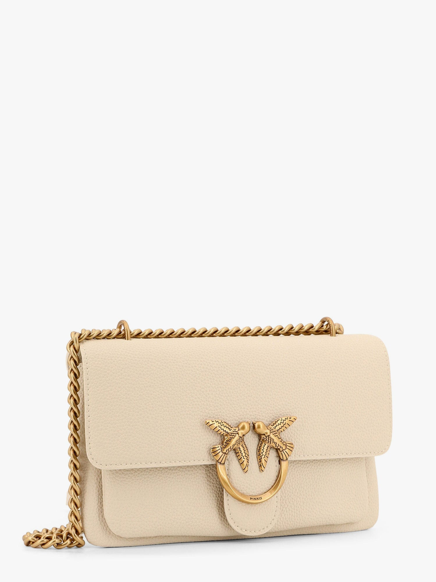 Pinko Leather Shoulder Bag With Metal Love Birds Buckle - 3