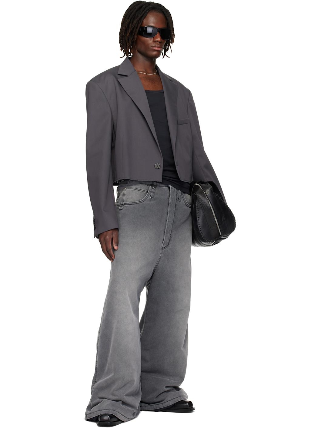 Gray Wadded Jeans - 5