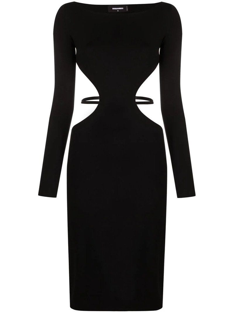 long-sleeve cut-out midi dress 1