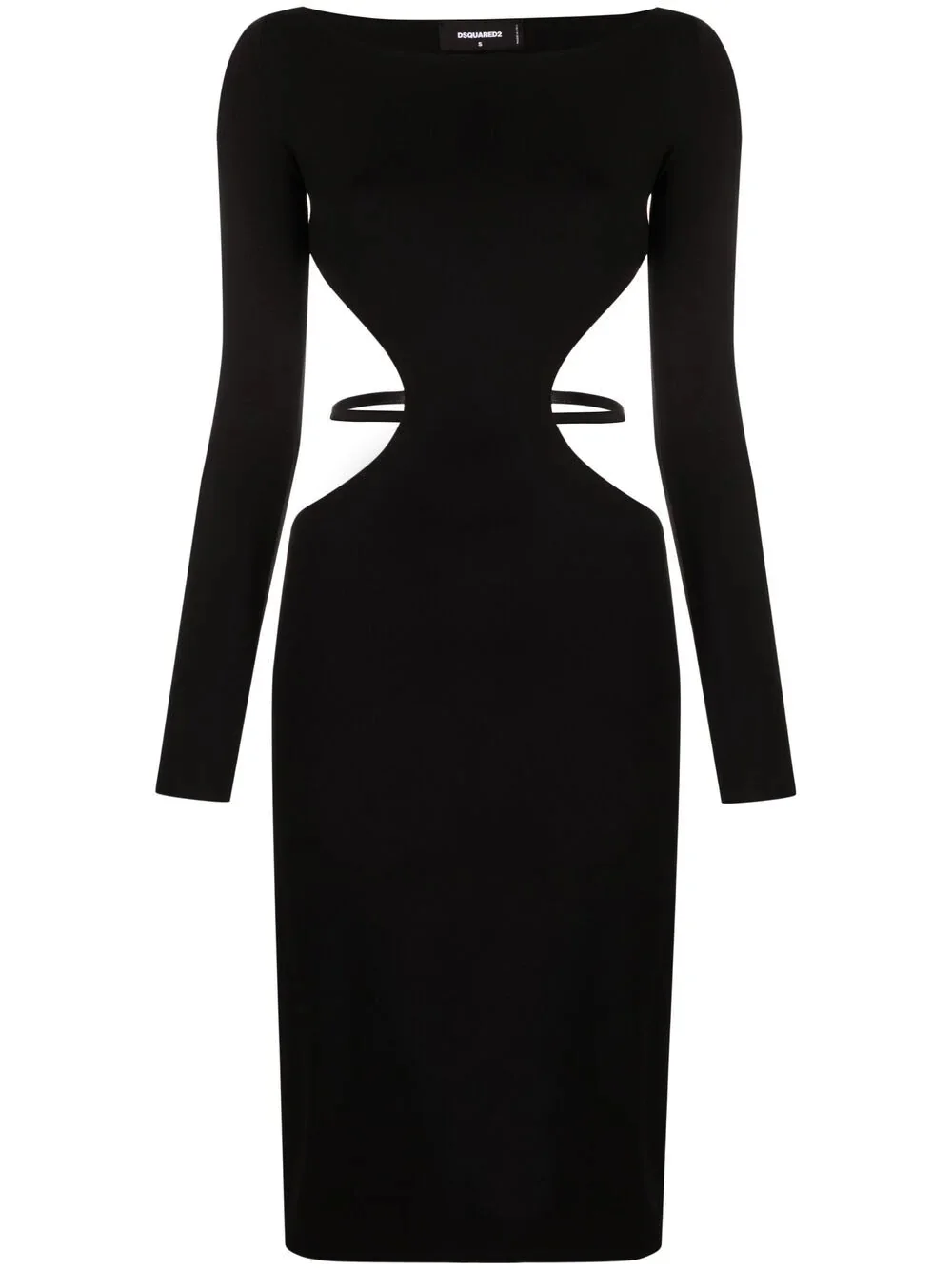 long-sleeve cut-out midi dress - 1
