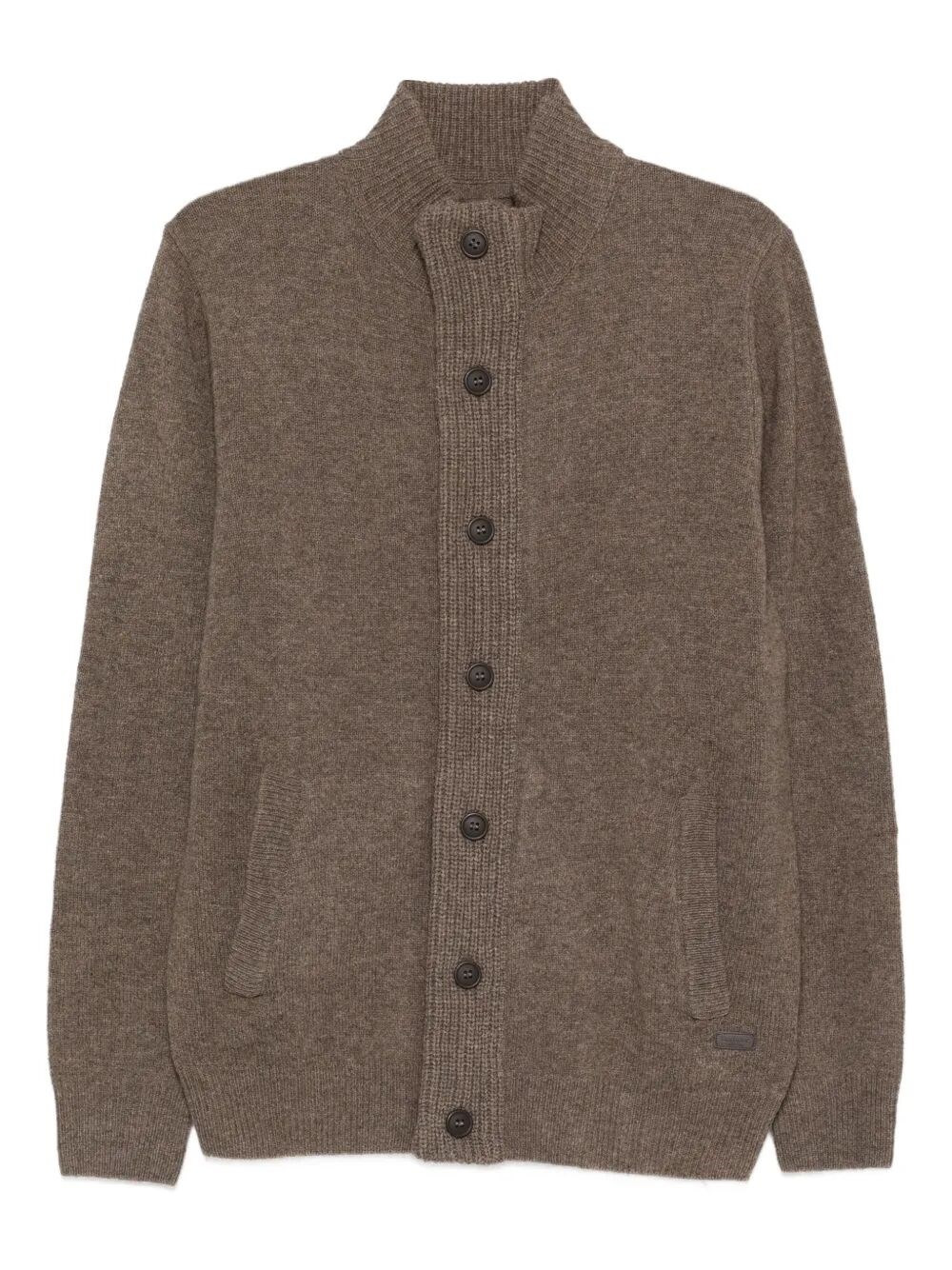 Introducing the "ESSENTIAL PATCH ZIP THROUGH" knitwear by BARBOUR, a sophisticated addition to your  - 1